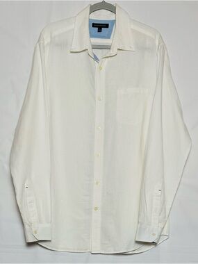 Banana Republic Men's Cream Long-Sleeve Linen, & Cotton Button Shirt, L. NWOT